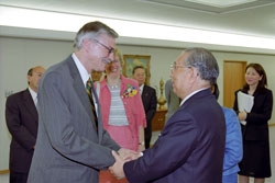 Dr. Hickman and Mr. Ikeda meeting for the first time in June 2001