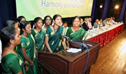 Students of Soka Ikeda College of Arts & Science for Women celebrated the event by singing