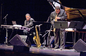 Herbie Hancock on piano and Wayne Shorter on soprano sax