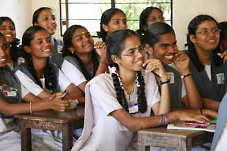 The task of education is to stimulate and unleash the wisdom lying dormant in the lives of youth. (Pictured, students of Soka Ikeda College of Arts and Science for Women)</p>