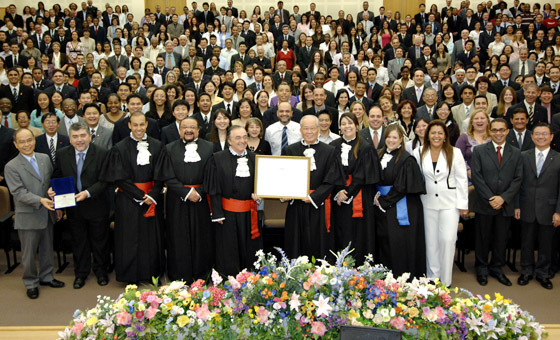 The conferral ceremony conducted in proxy was held at the SGI-Brazil Ikeda Culture Center, São Paulo, Brazil.