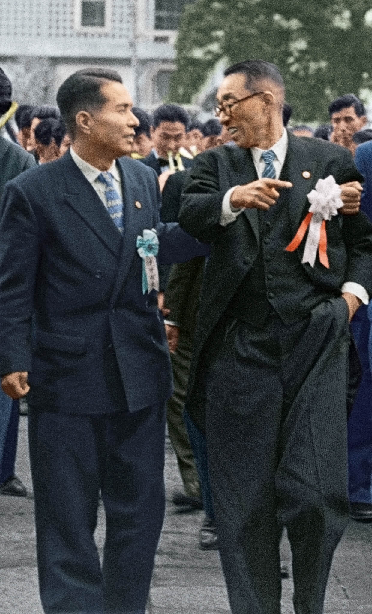 1958年3月在靜岡，池田大作與其導師戶田城聖（右）